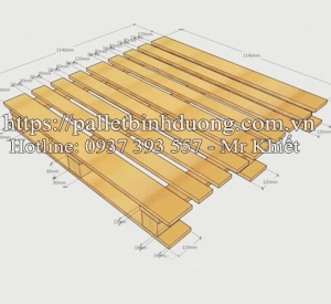 Pallet Gỗ Đóng Theo Mẫu 1140x1140x138mm Từ Gỗ Tràm