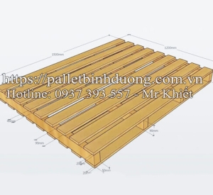 Pallet Gỗ Theo Bản Vẽ 2 Hướng 1200x1500x130 2 Mặt
