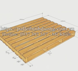 Pallet Gỗ Theo Bản Vẽ 2 Hướng 1200x1500x140 2 Mặt