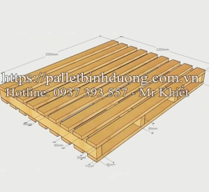 Pallet Gỗ Theo Bản Vẽ 2 Hướng 1200x1500x150 2 Mặt