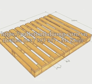 Pallet Gỗ Theo Bản Vẽ Kích Thước 1500x1200x160 5 Chân